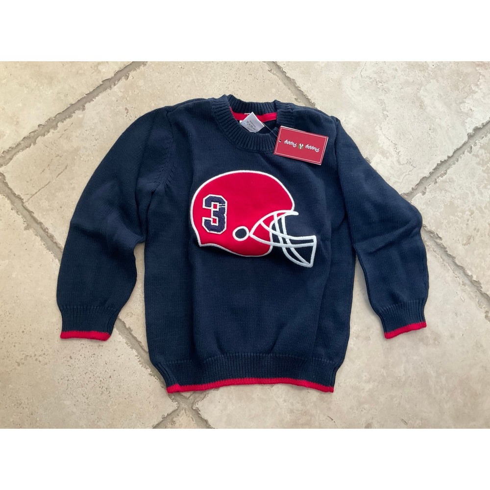 NWT Gymboree Football Sweater 3T - navy blue, preppy, cotton, boys